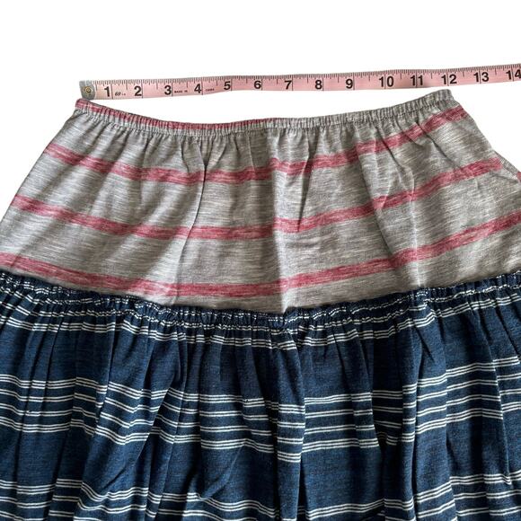 Urban Outfitters Urban Renewal Remade Striped Ruffle Mini Skirt Sz Medium/Large - Picture 2 of 5